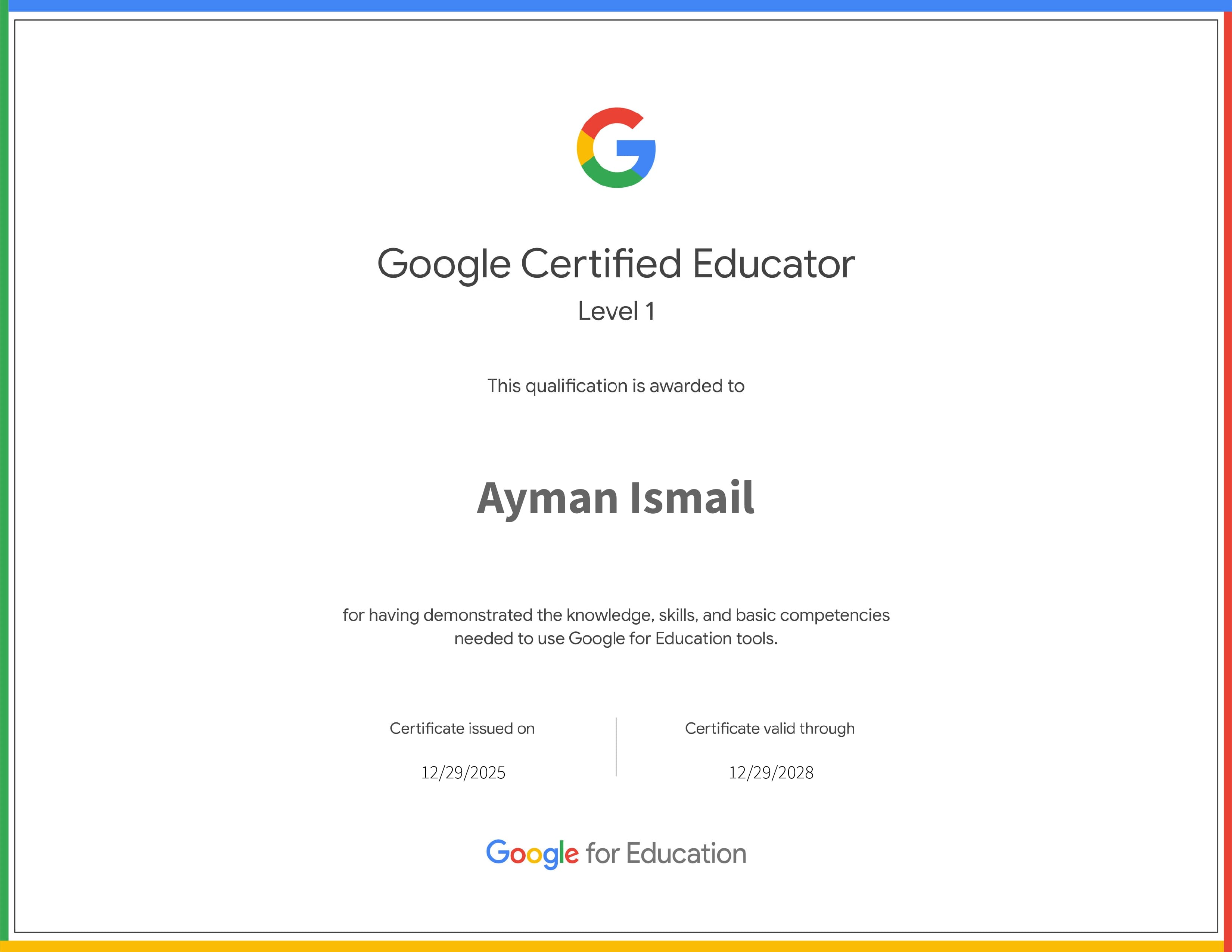 Google Certified Educator Level 1
